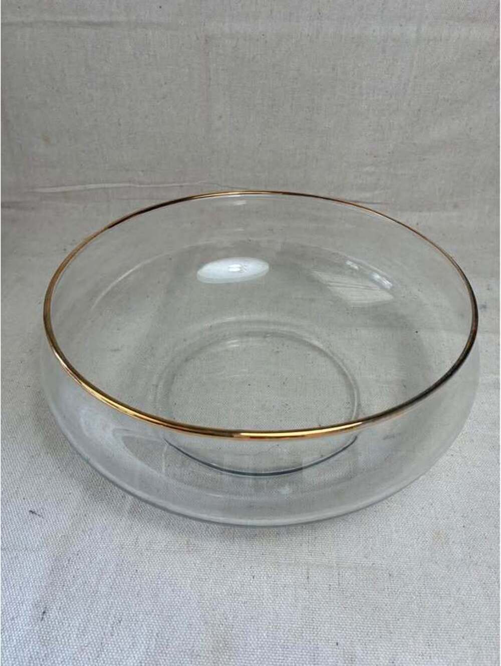 Clear Glass Bowl with Gold Rim